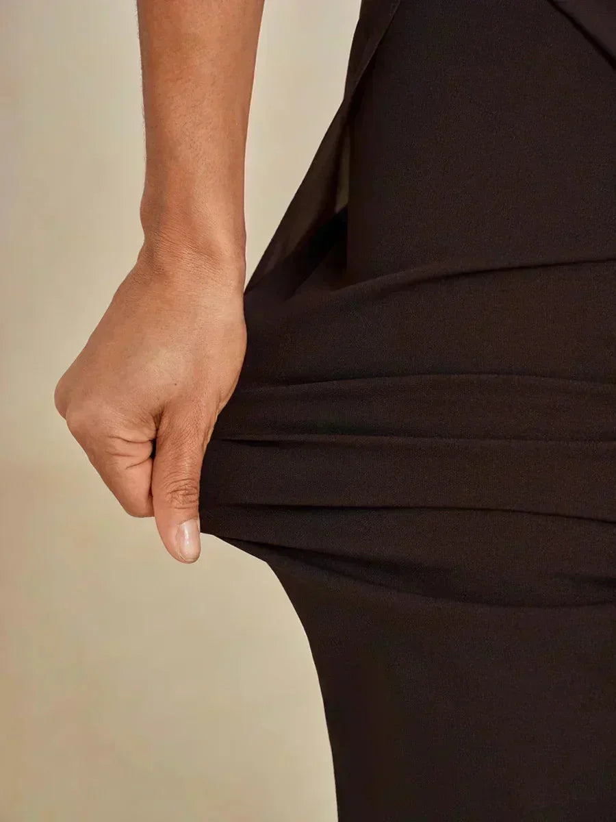 Pantalons à coupe droite avec une couche de chiffon