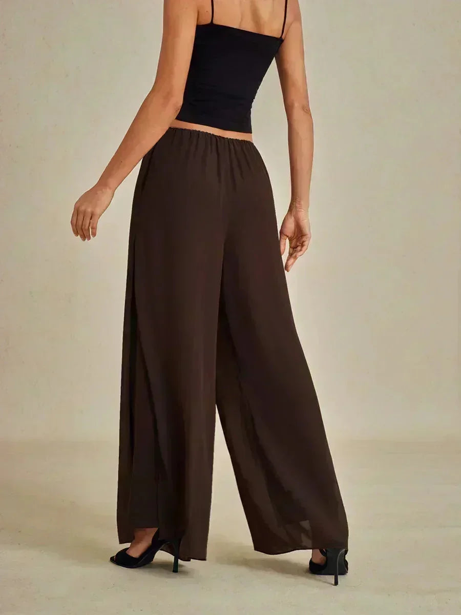 Pantalons droits avec une couche de chiffon