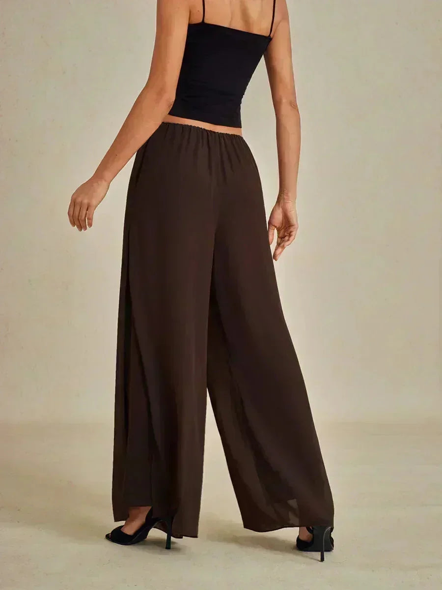 Pantalons à coupe droite avec une couche de chiffon