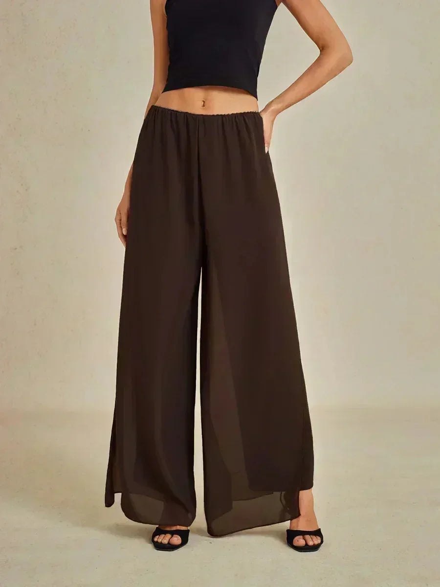 Pantalons droits avec une couche de chiffon