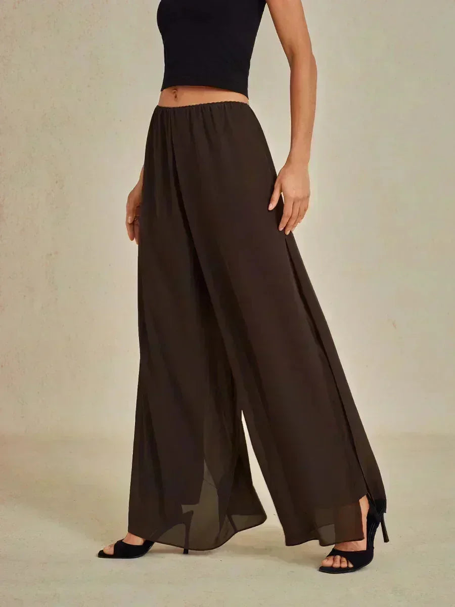 Pantalons à jambes droites avec une couche de chiffon découpée