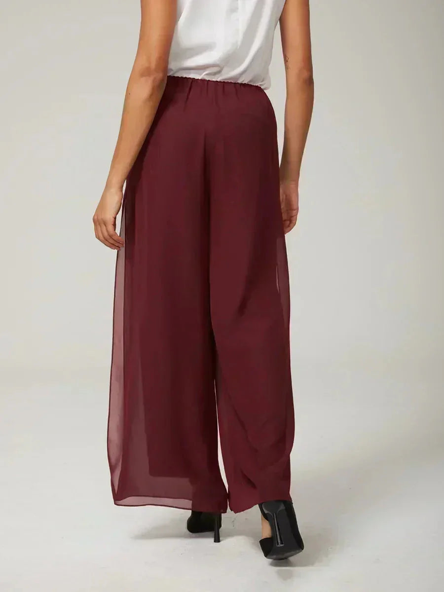 Pantalons droits avec une couche de chiffon