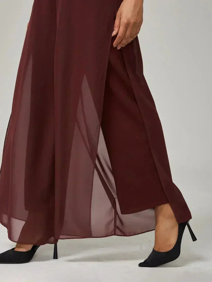 Pantalons droits avec une couche de chiffon
