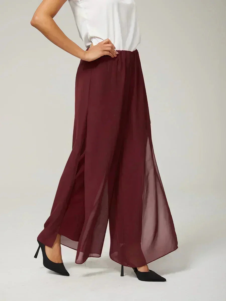 Pantalons droits avec une couche de chiffon