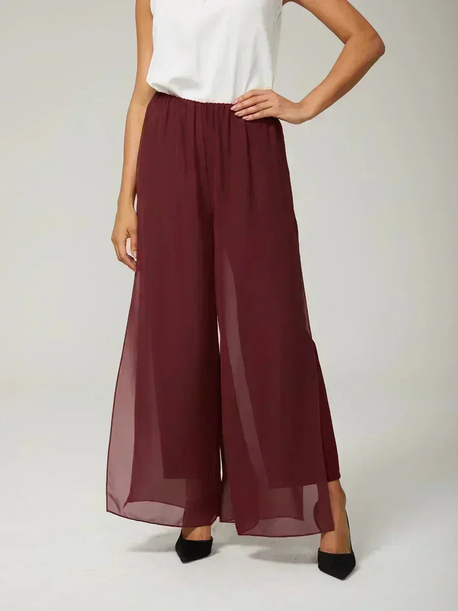 Pantalons droits avec une couche de chiffon fendue