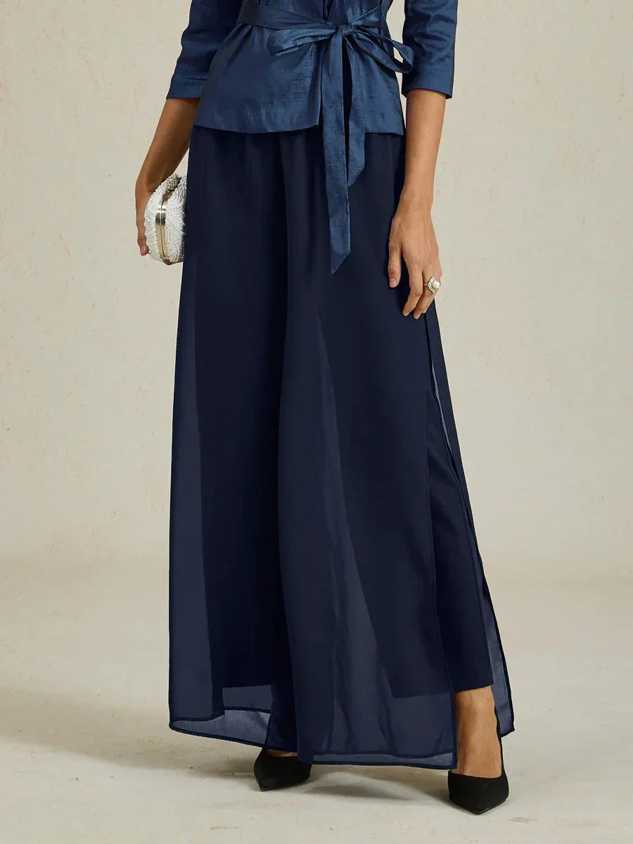 Pantalons droits avec une couche de chiffon