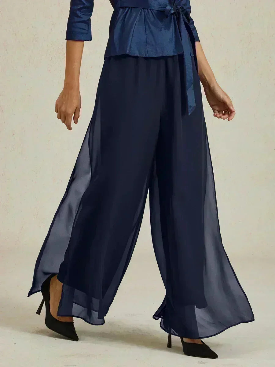 Pantalons droits avec une couche de chiffon