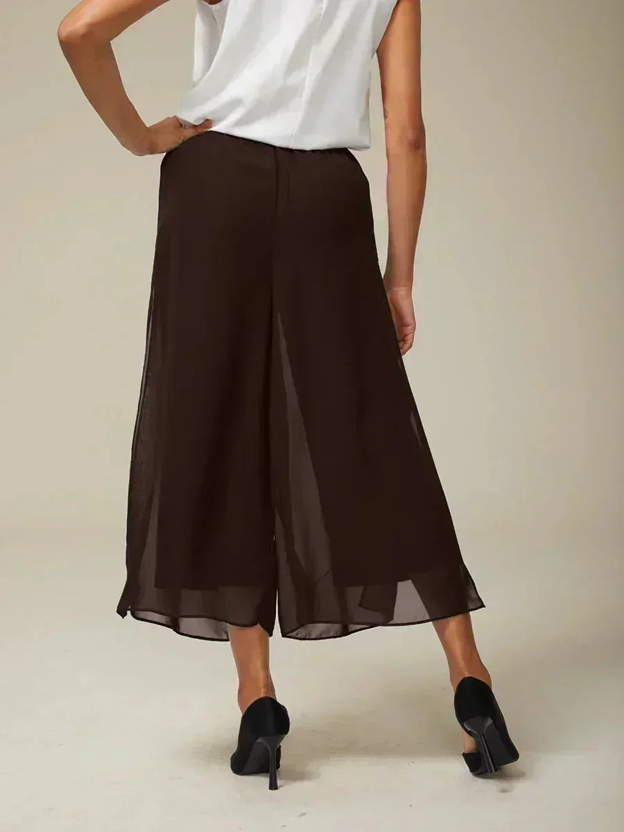 Pantalons droits courts avec une couche de chiffon