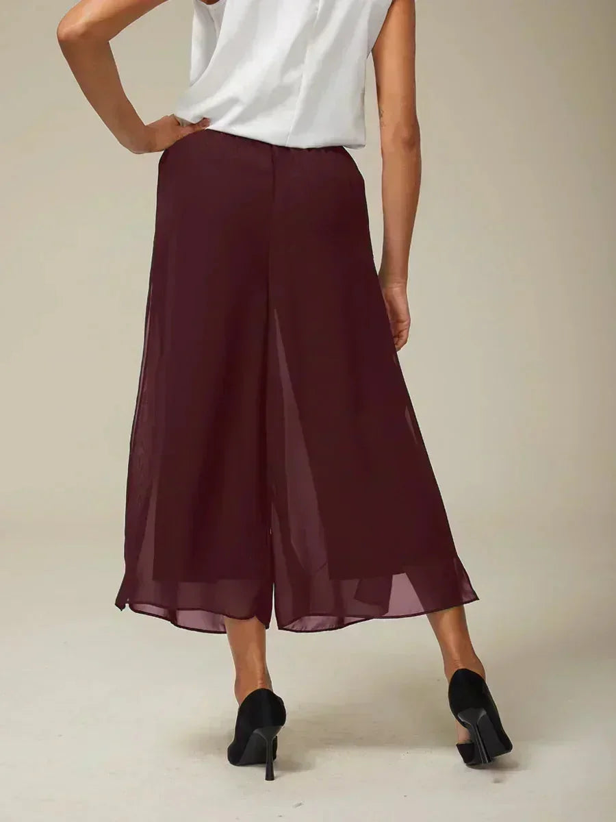 Pantalons droits courts avec une couche de chiffon