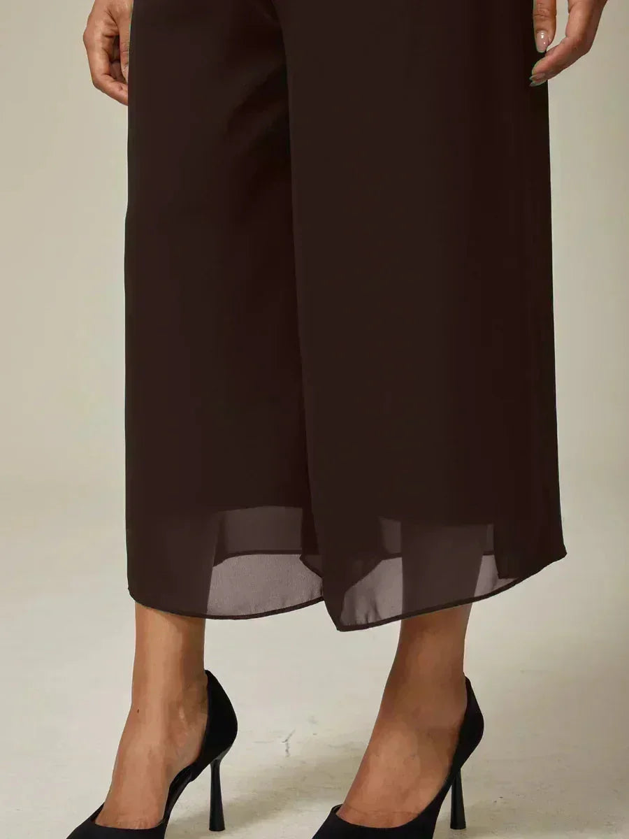 Pantalons droits courts avec une couche de chiffon