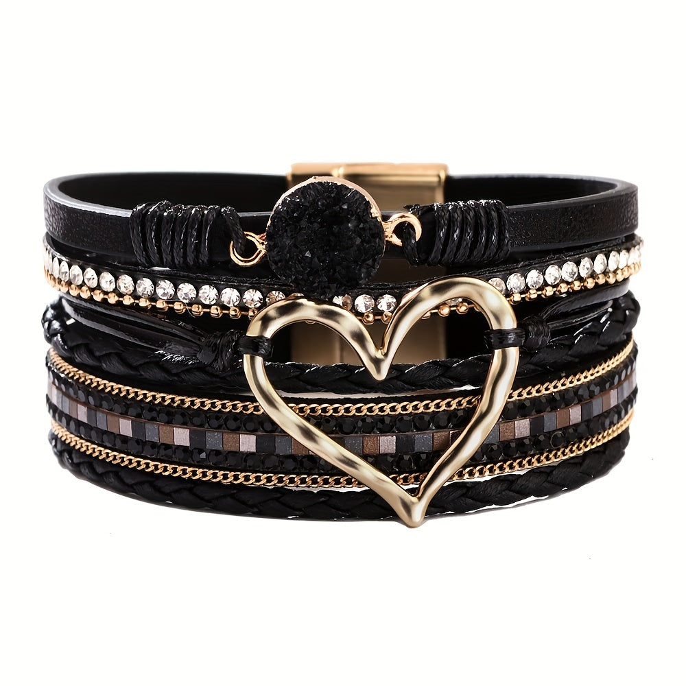 Bracelet boho multi-couches en cuir
