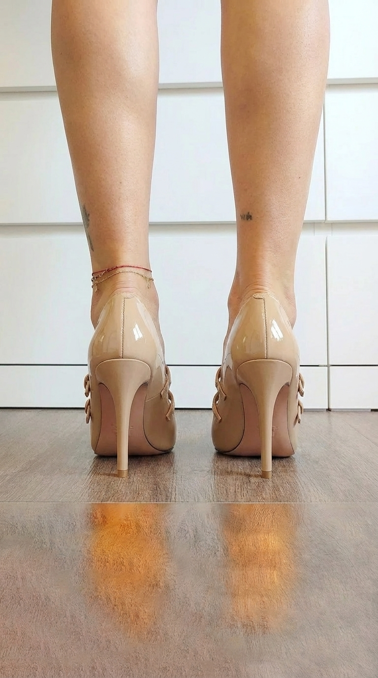 Chaussures à talons avec des bandes doubles