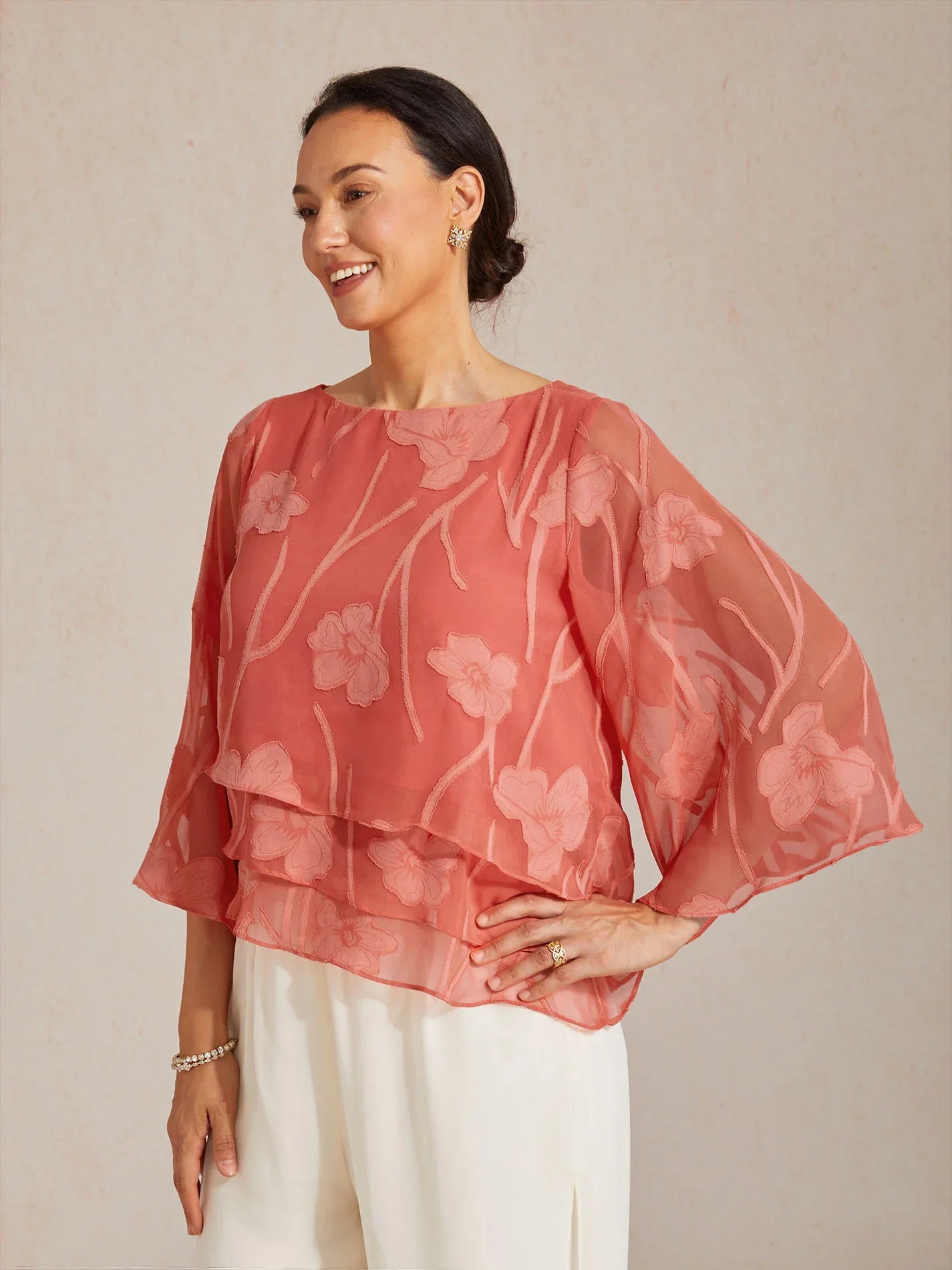 Chemise à couches en chiffon avec motif floral