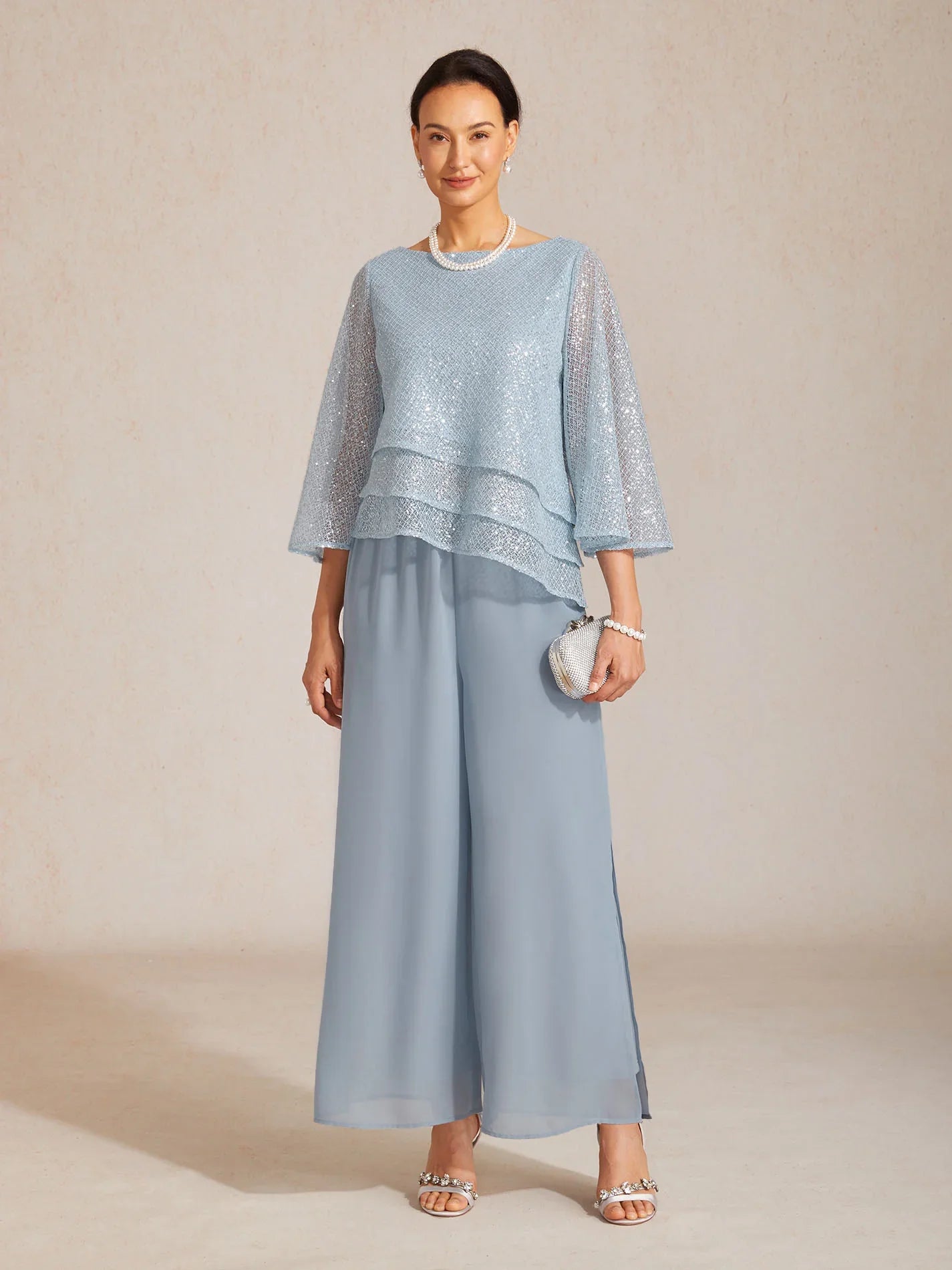 Pantalons droits avec une couche de chiffon