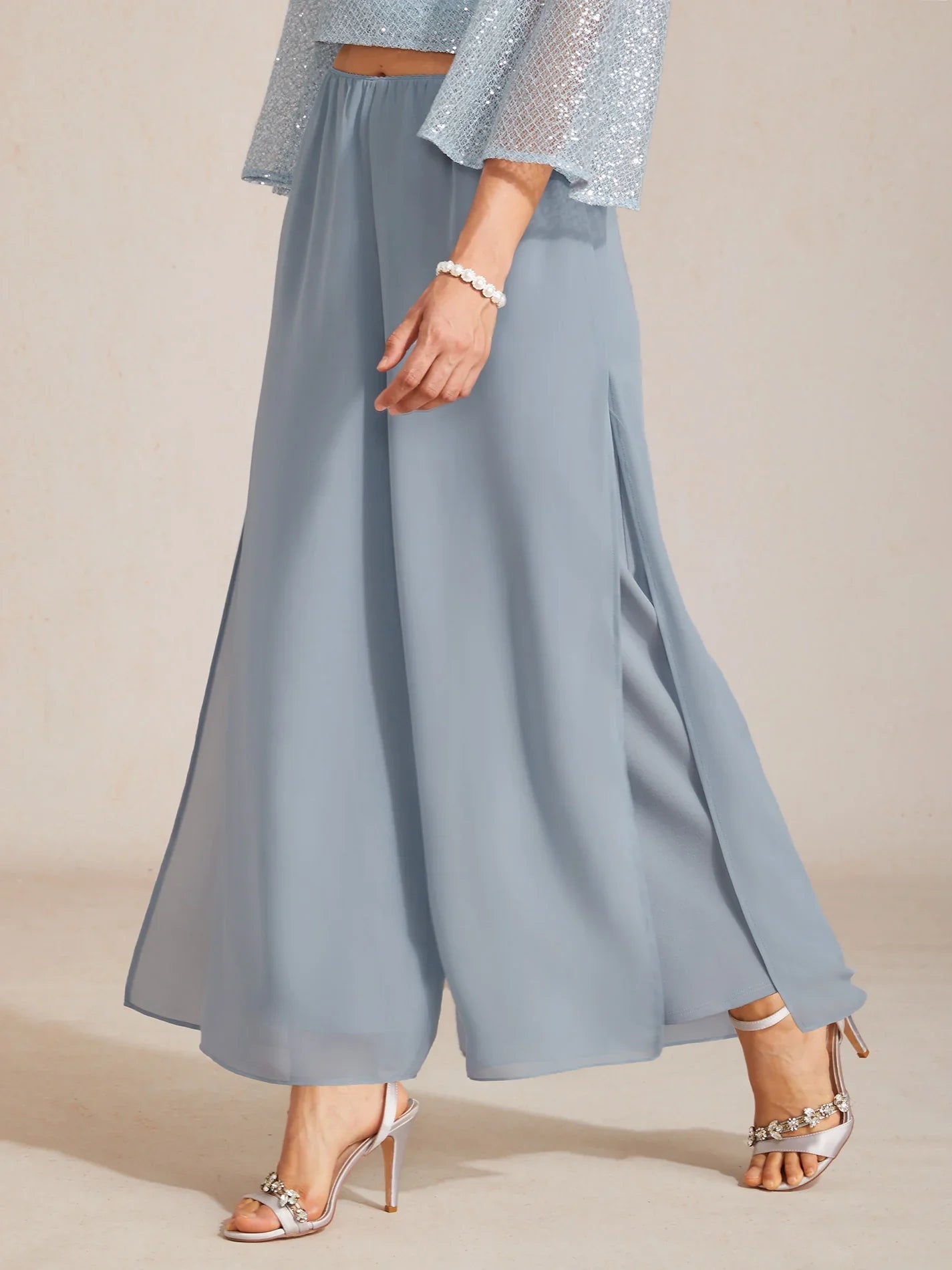 Pantalons droits avec une couche de chiffon