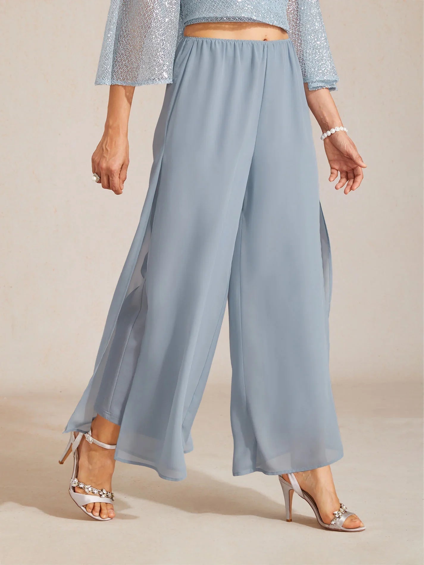 Pantalons droits avec une couche de chiffon fendue