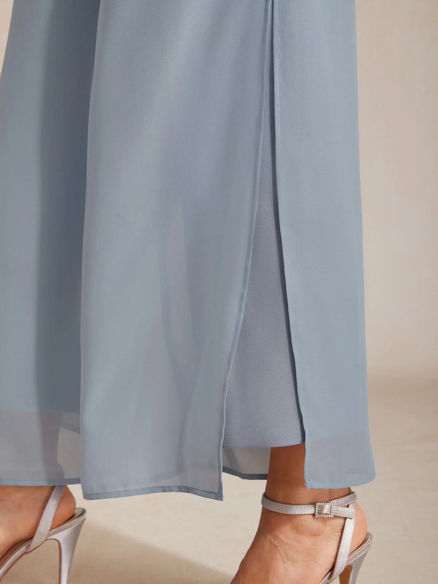 Pantalons droits avec une couche de chiffon fendue