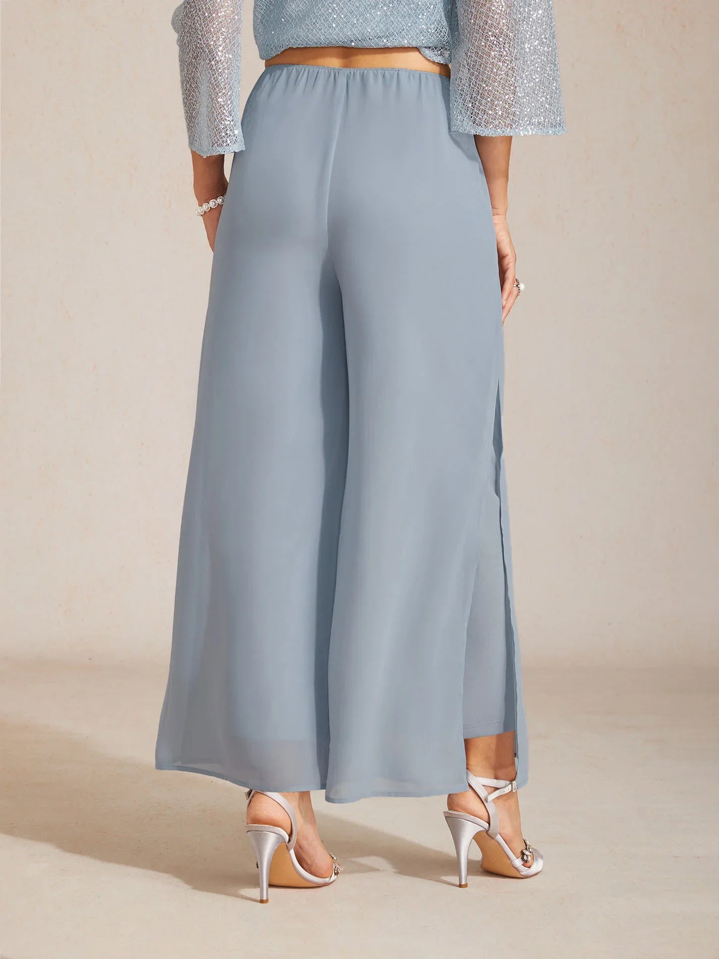 Pantalons droits avec une couche de chiffon fendue