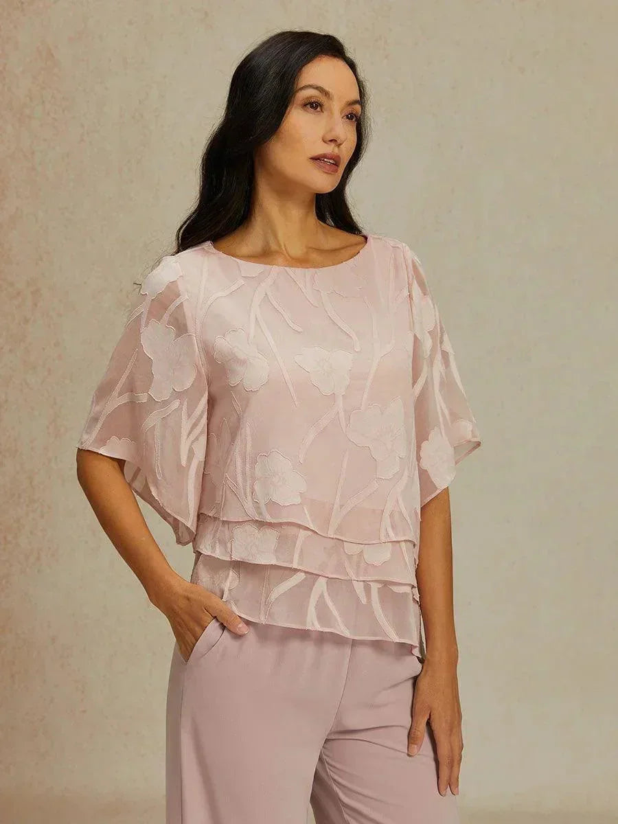 Chemise en soie à couches avec fleurs
