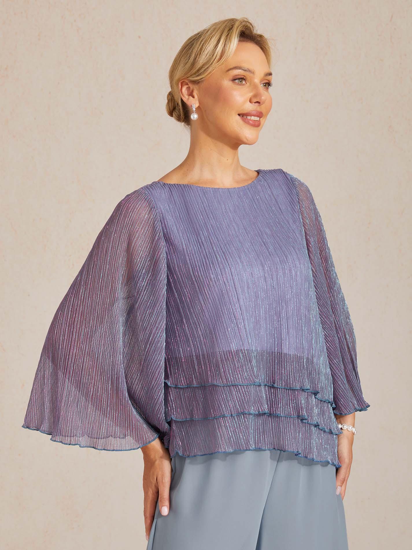 Chemise à couches asymétrique en chiffon froissé métallique