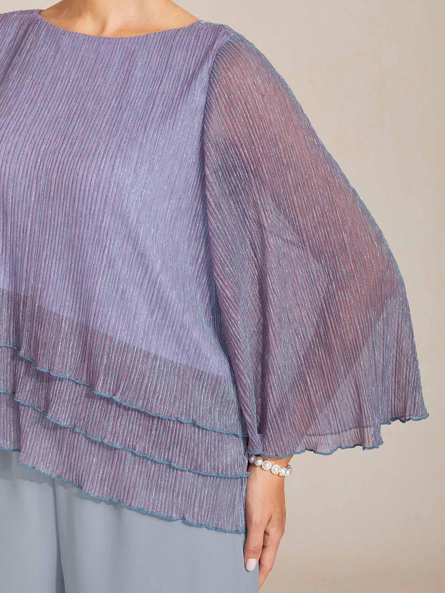 Chemise à couches asymétrique en chiffon froissé métallique
