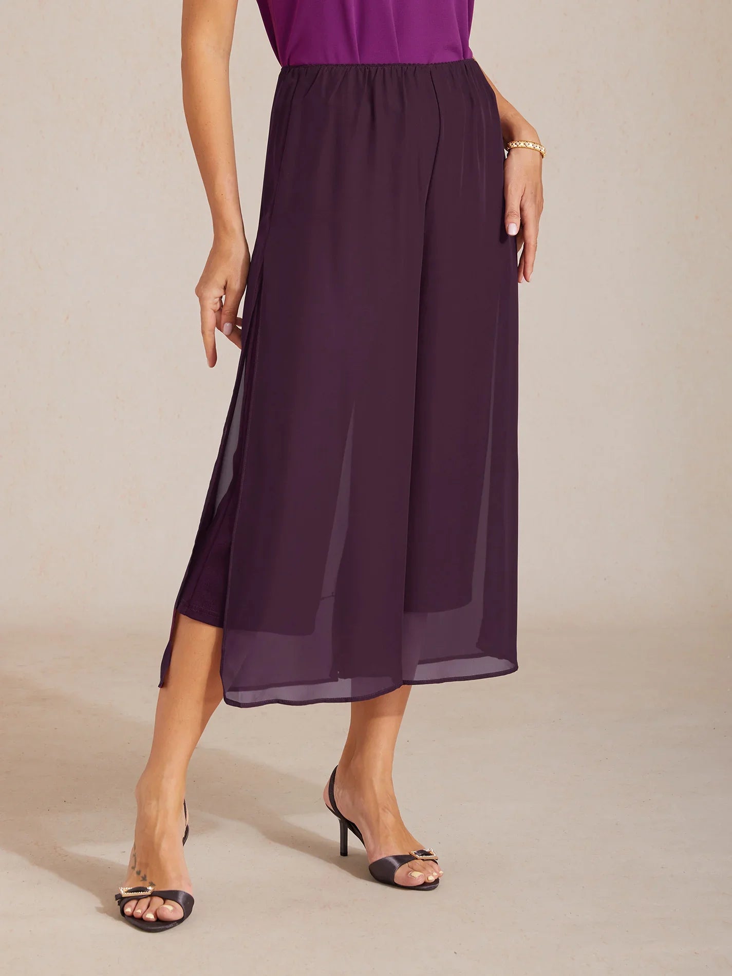 Pantalons droits courts avec une couche de chiffon