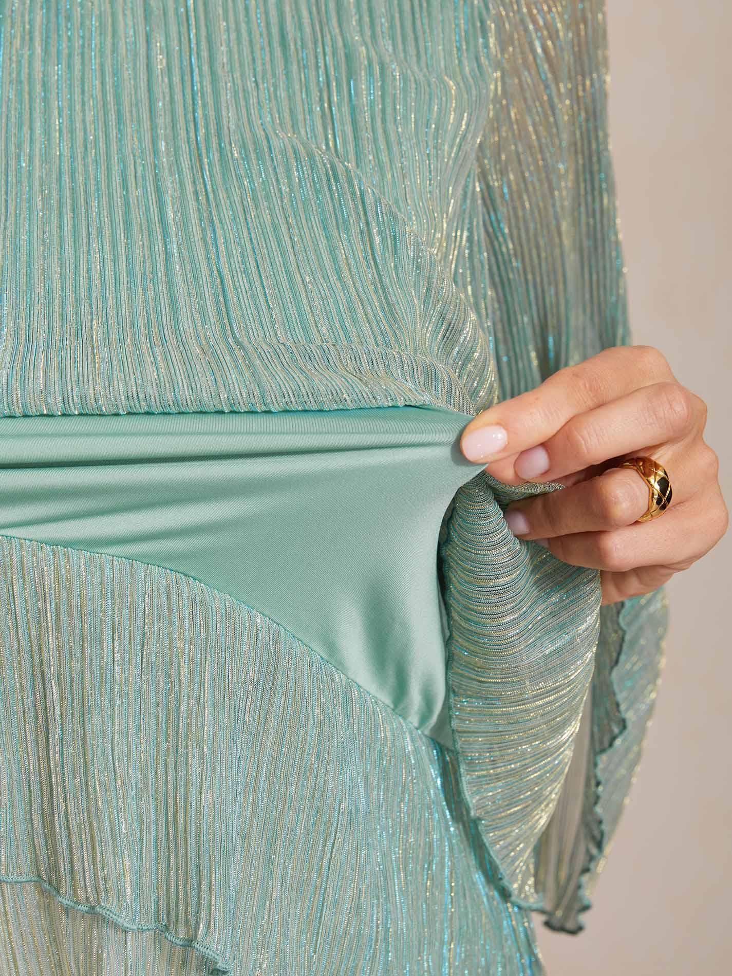 Chemise à couches asymétrique en chiffon froissé métallique