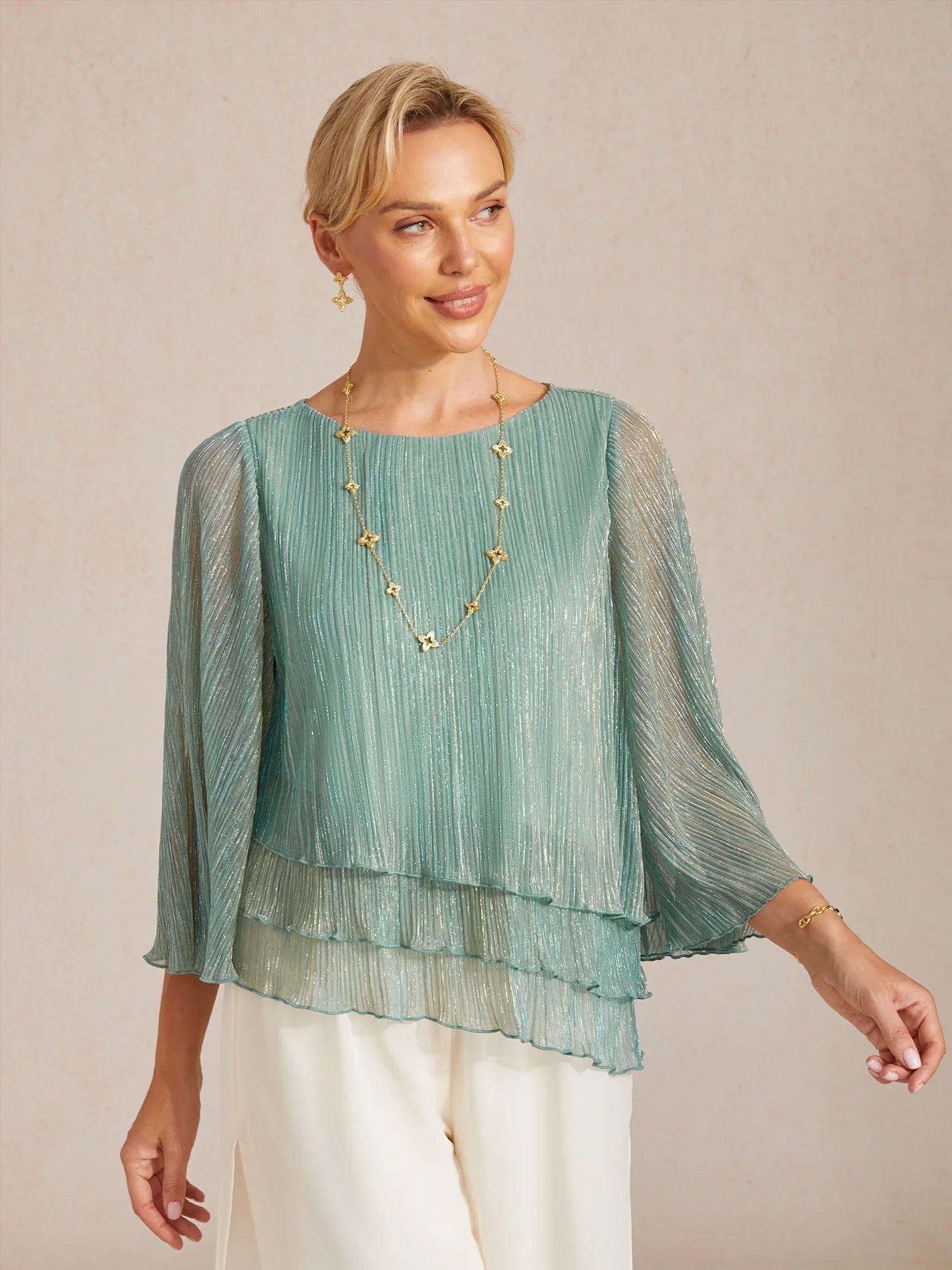 Chemise à couches asymétrique en chiffon froissé métallique