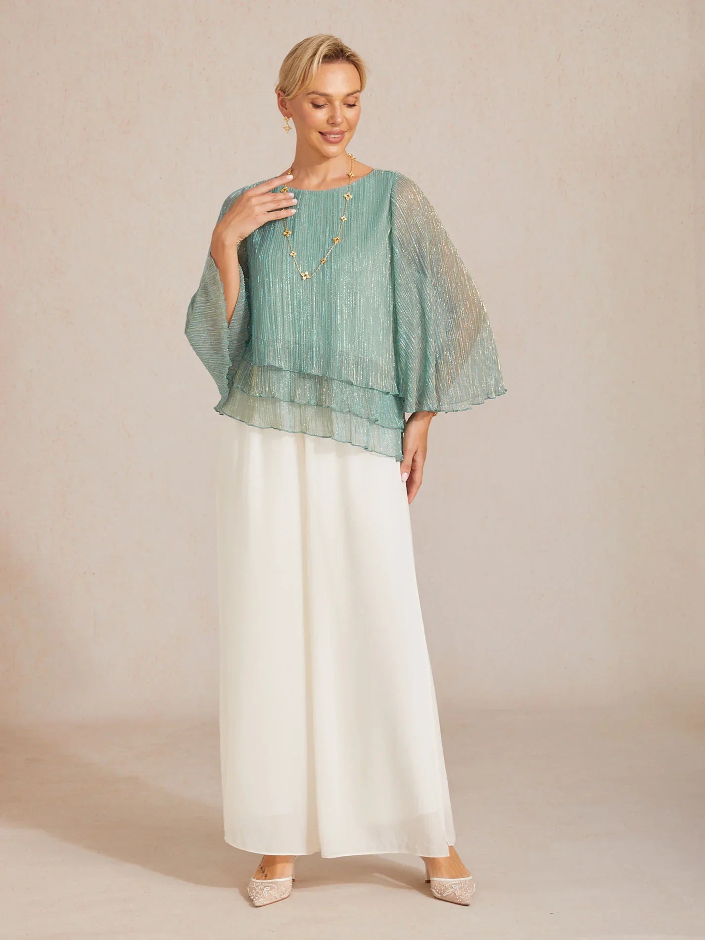 Chemise à couches asymétrique en chiffon froissé métallique
