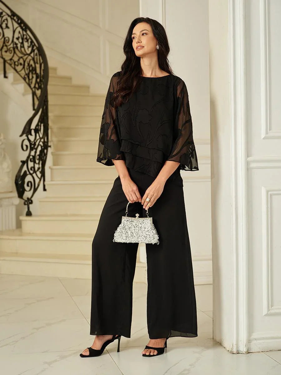 Chemise en chiffon à couches avec des fleurs