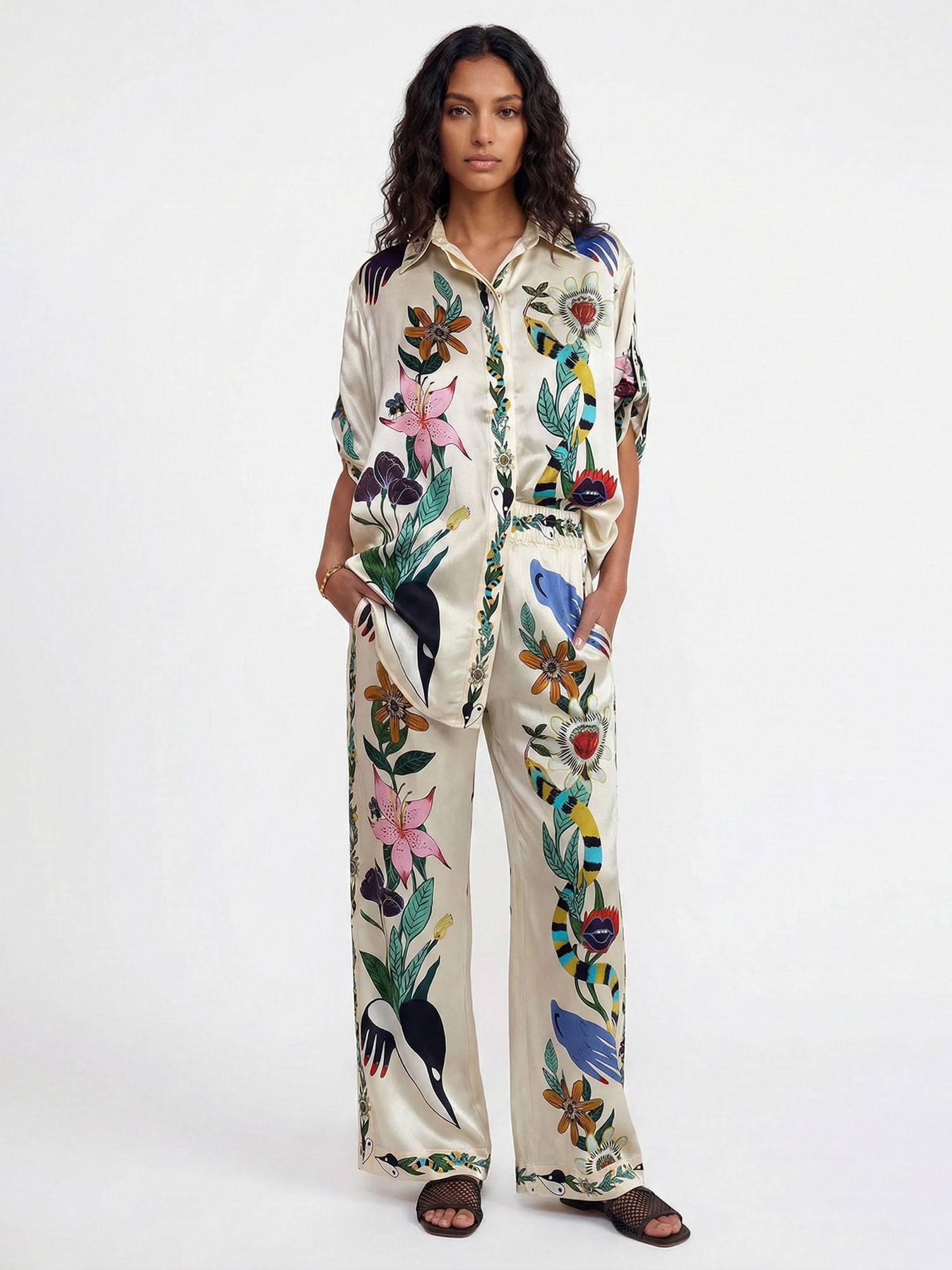 Chemise blouse grande avec imprimé sophistiqué