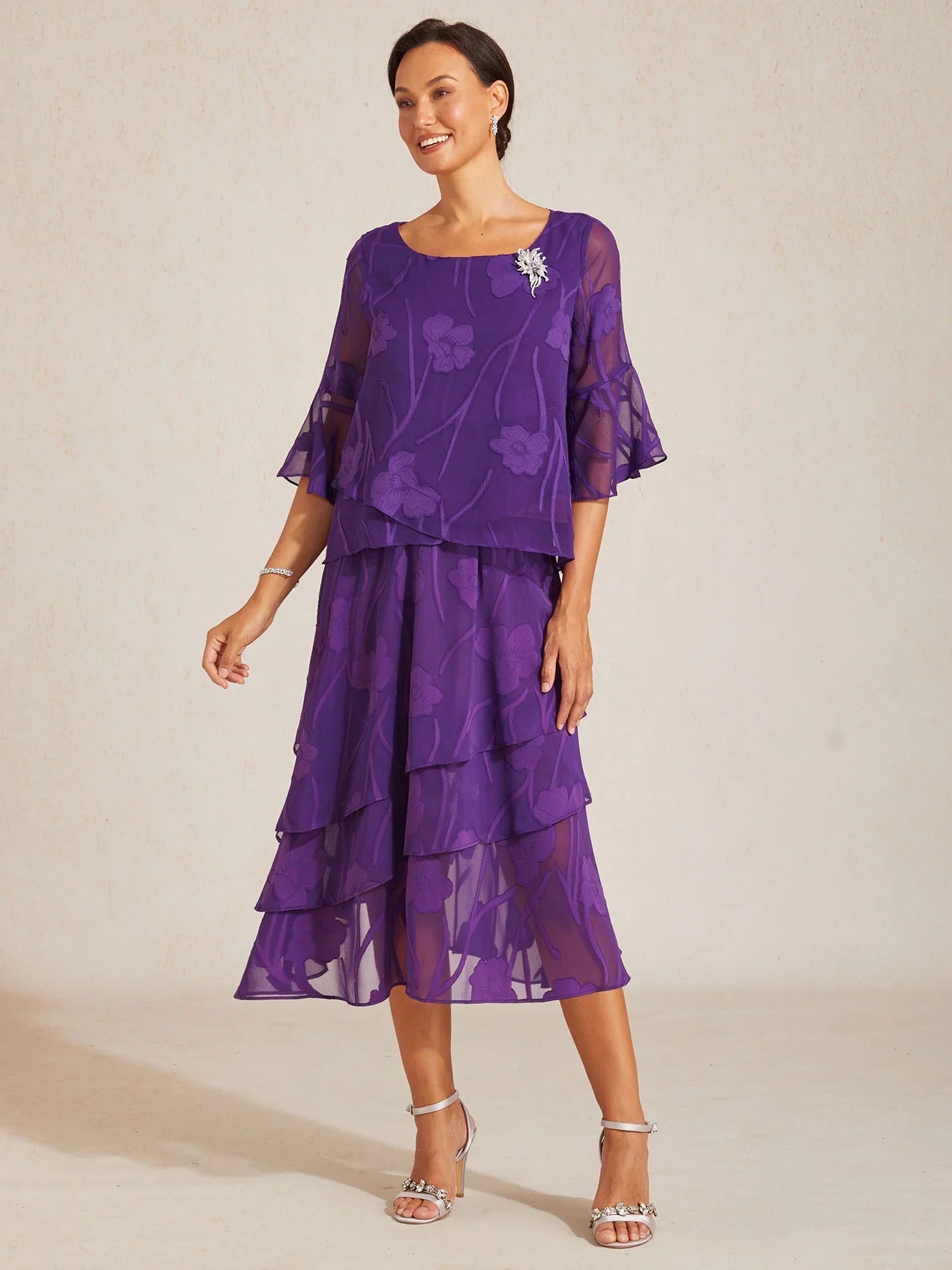 Jupe midi en chiffon floral