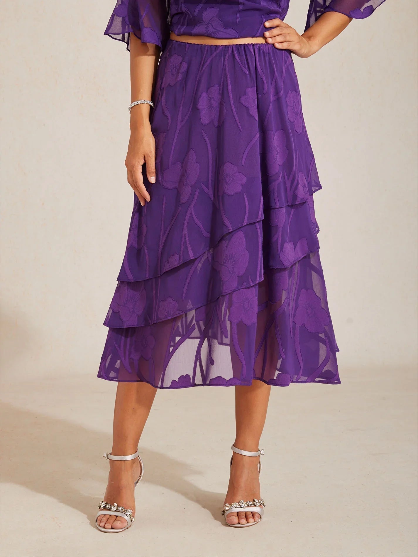 Jupe midi en chiffon floral