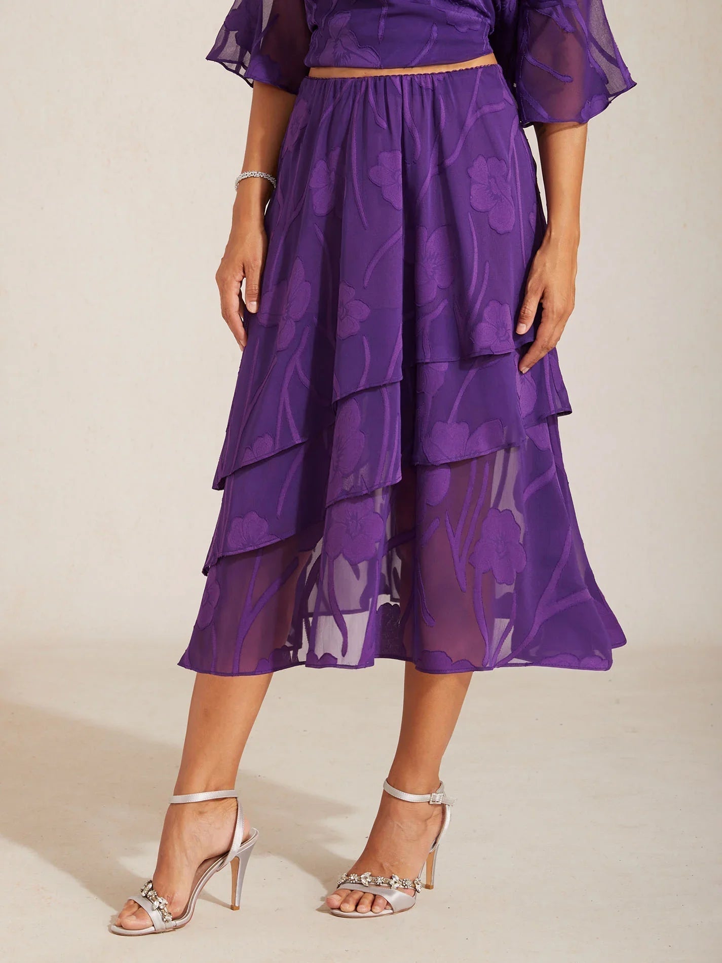 Jupe midi en chiffon floral