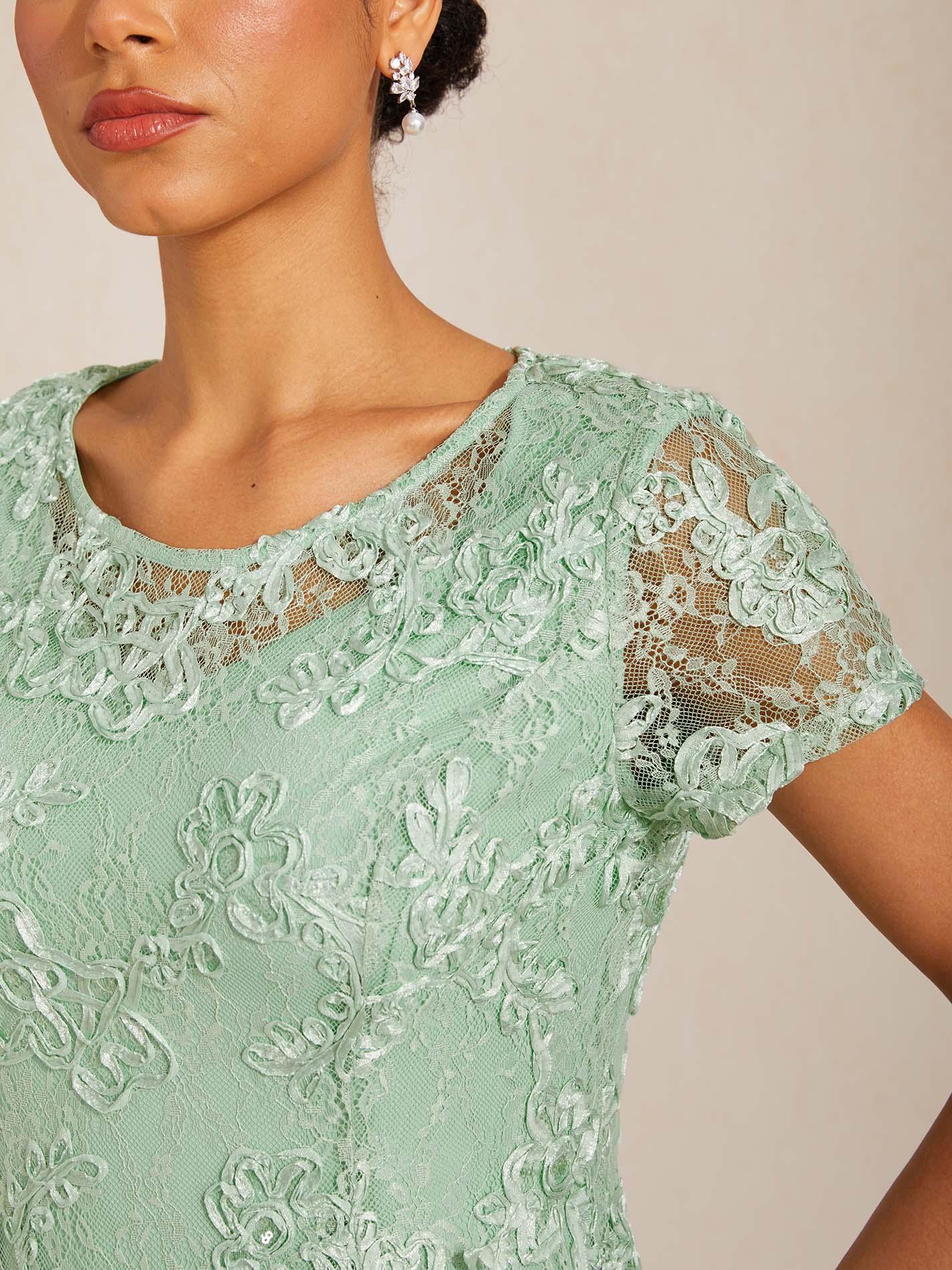 Robes A-Line en dentelle avec des décorations de paillettes