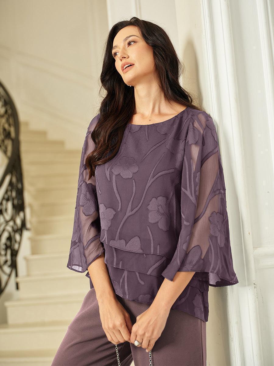 Chemise en soie à couches avec fleurs