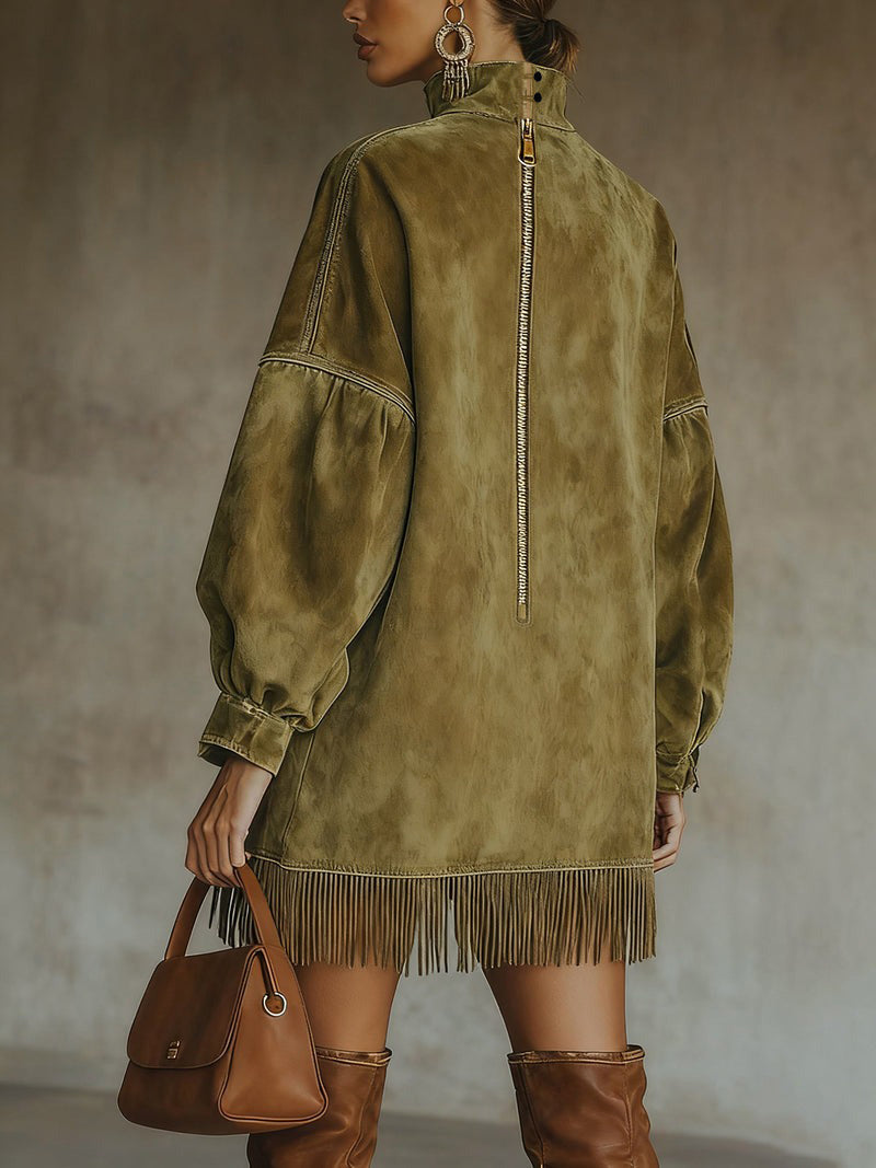 Robe t-shirt à col montant - Olive