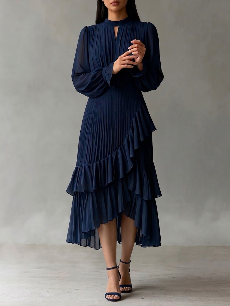 Robe midi élégante avec plis