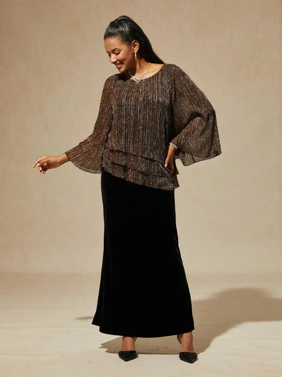 Chemise à couches asymétrique en chiffon froissé métallique