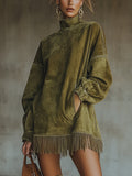 Robe t-shirt à col montant - Olive