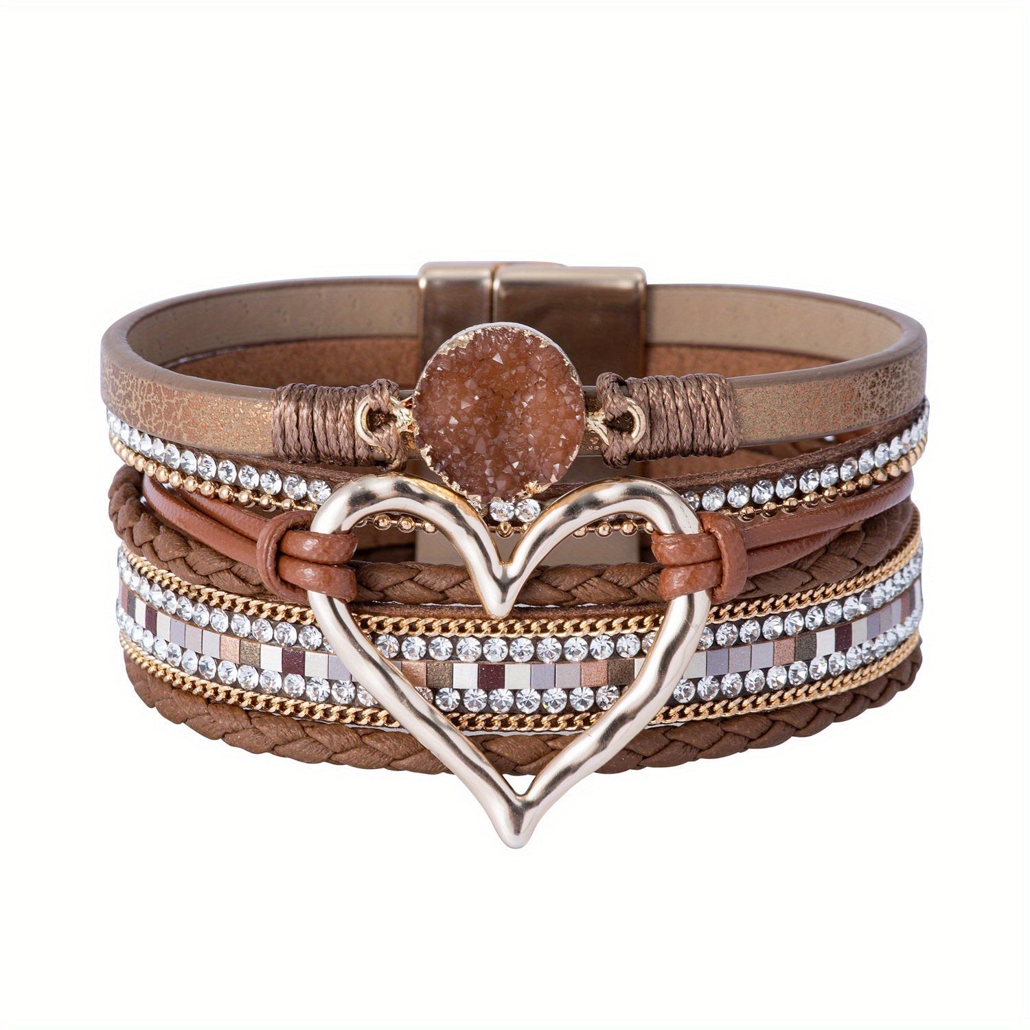 Bracelet boho multi-couches en cuir