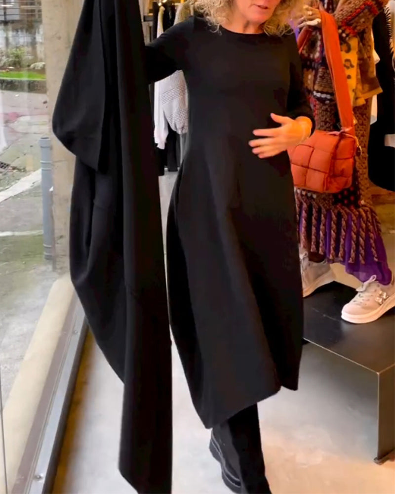 Clara - Robe midi noire avec poches