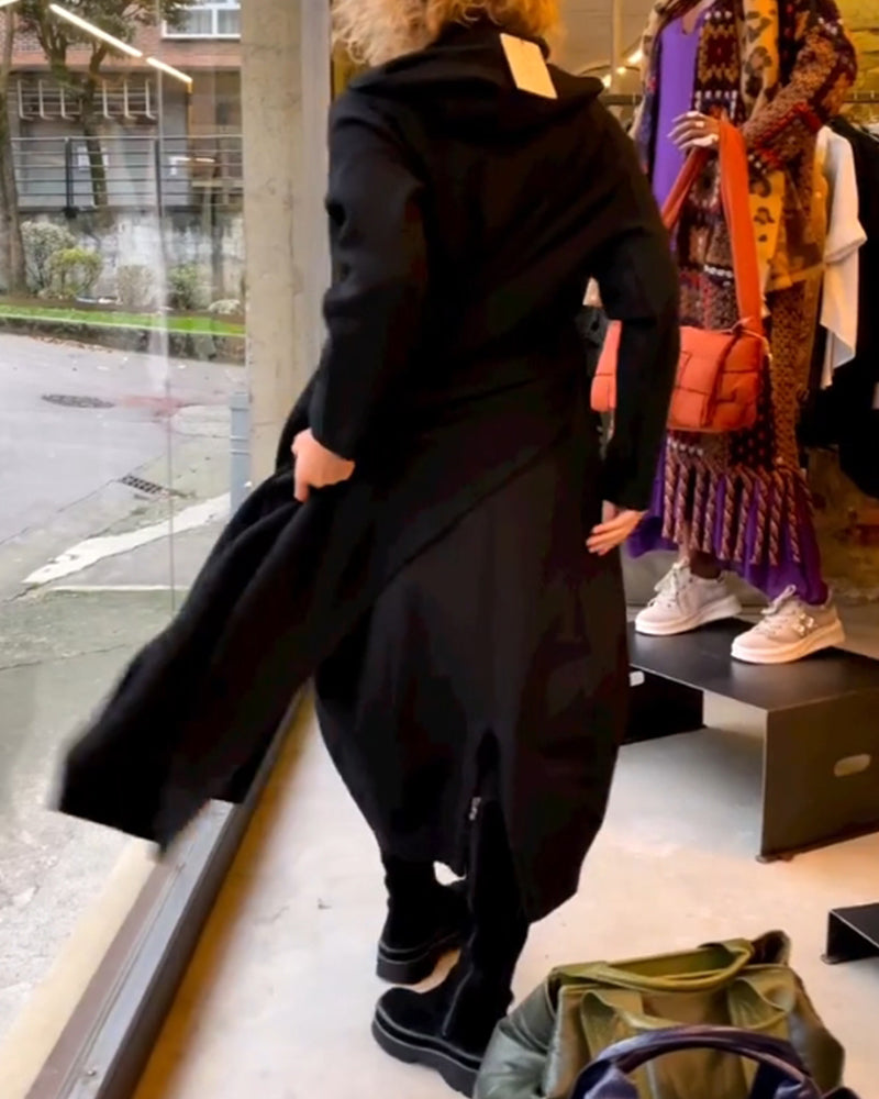 Clara - Robe midi noire avec poches