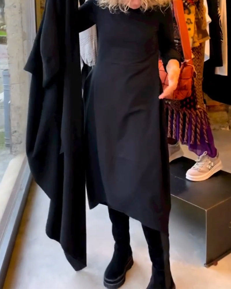 Clara - Robe midi noire avec poches