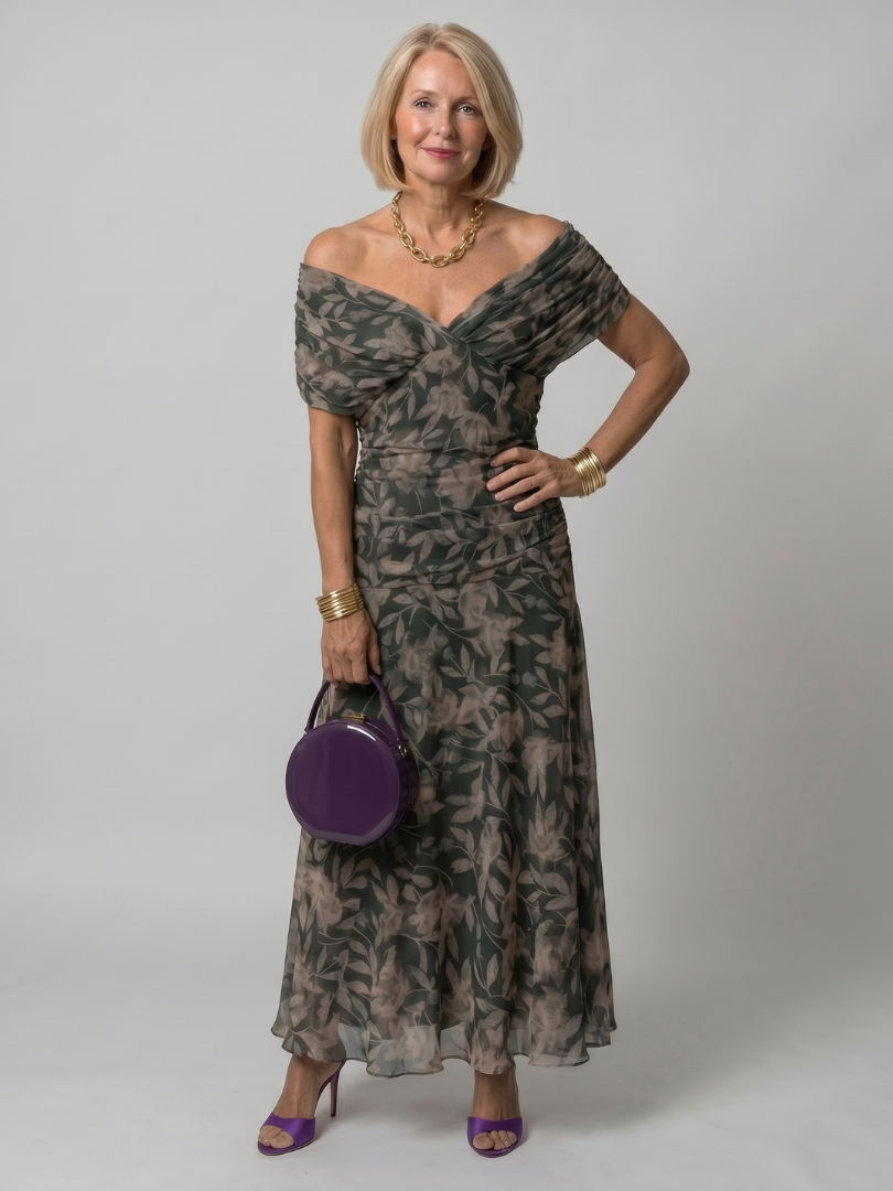 Klein | Robe midi à épaules dénudées