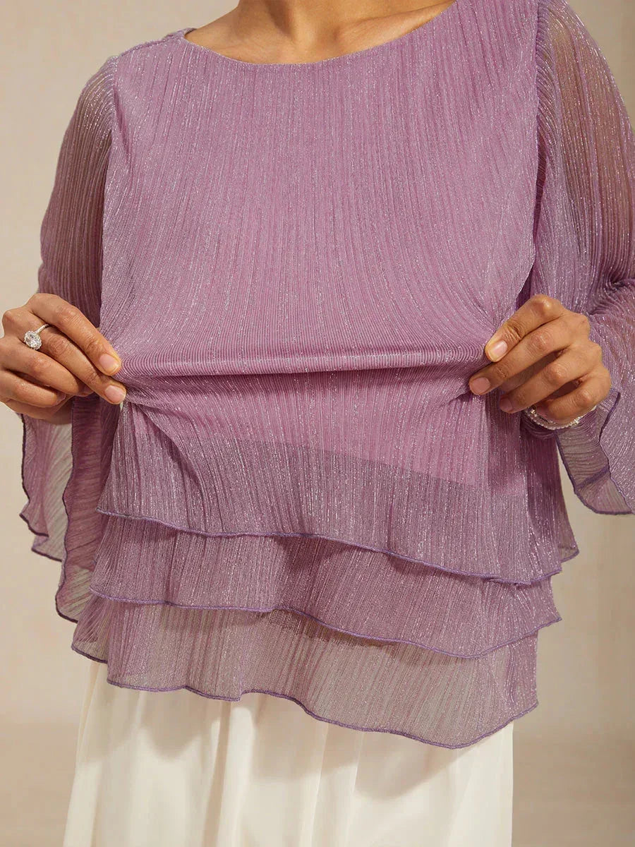 Chemise à couches asymétrique en chiffon froissé métallique