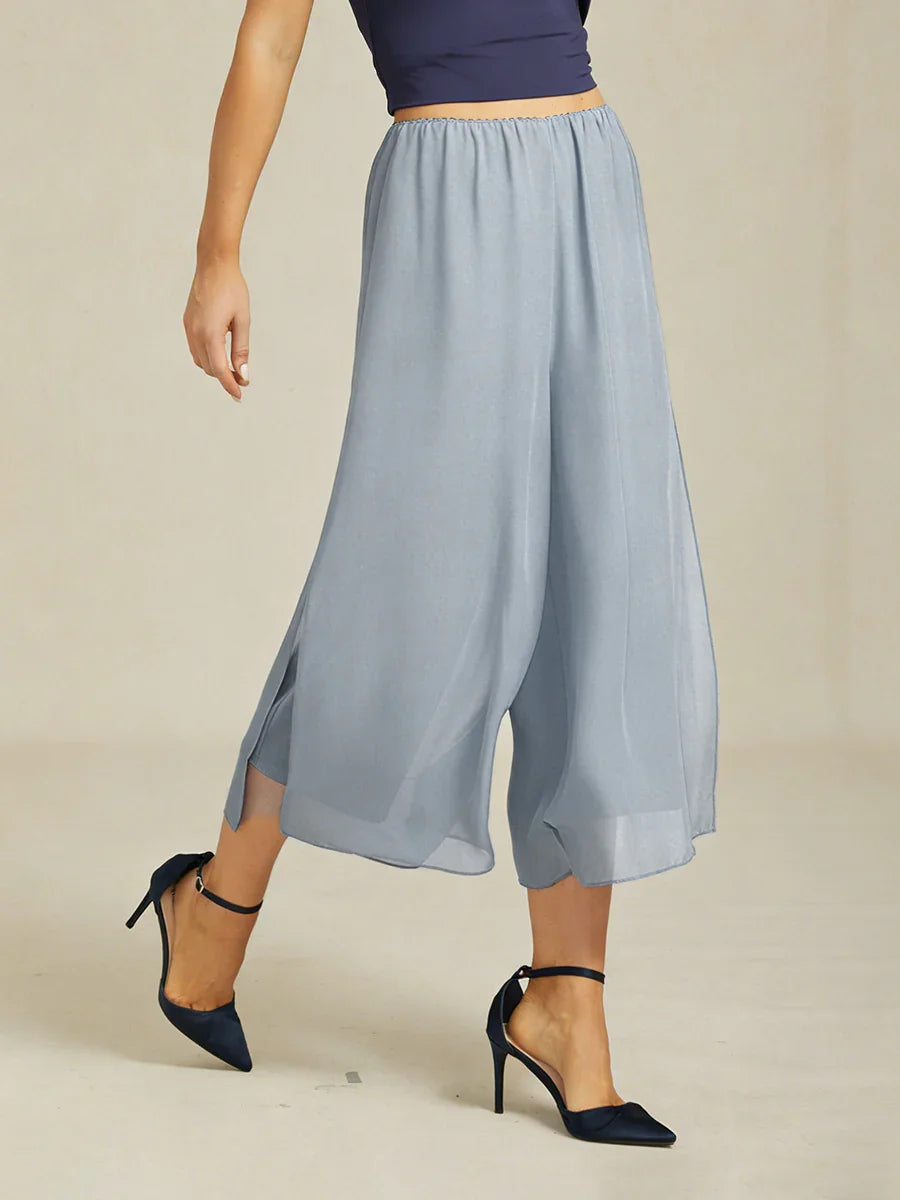 Pantalons droits courts avec une couche de chiffon