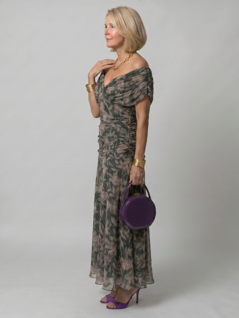 Klein | Robe midi à épaules dénudées