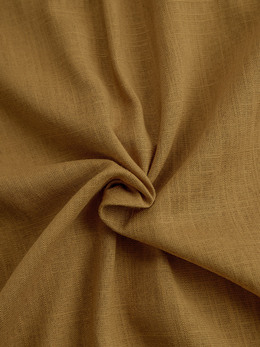 Robes à boutons en lin raffiné pour femmes - Robe mini avec ceinture couleur moutarde MDA1800I6I