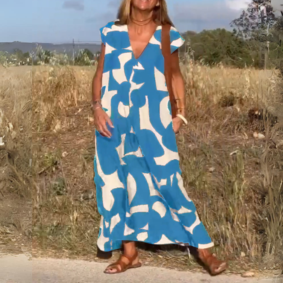 ELENA | Robe imprimée avec col en V